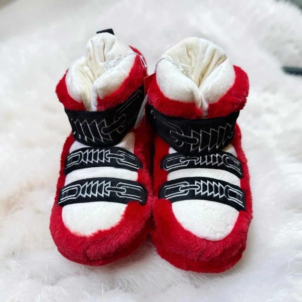 Wondershop Kids 13-1 Red Ski Boot Slippers Faux Fur Plush Christmas Target NWT